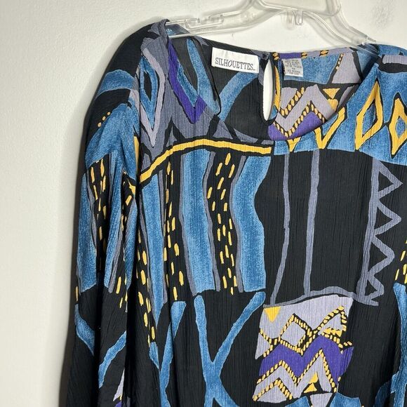 Silhouettes Gauzy Crinkle Abstract Top Womens 4X Rayon Artsy Art To Wear Boho - Picture 3 of 11